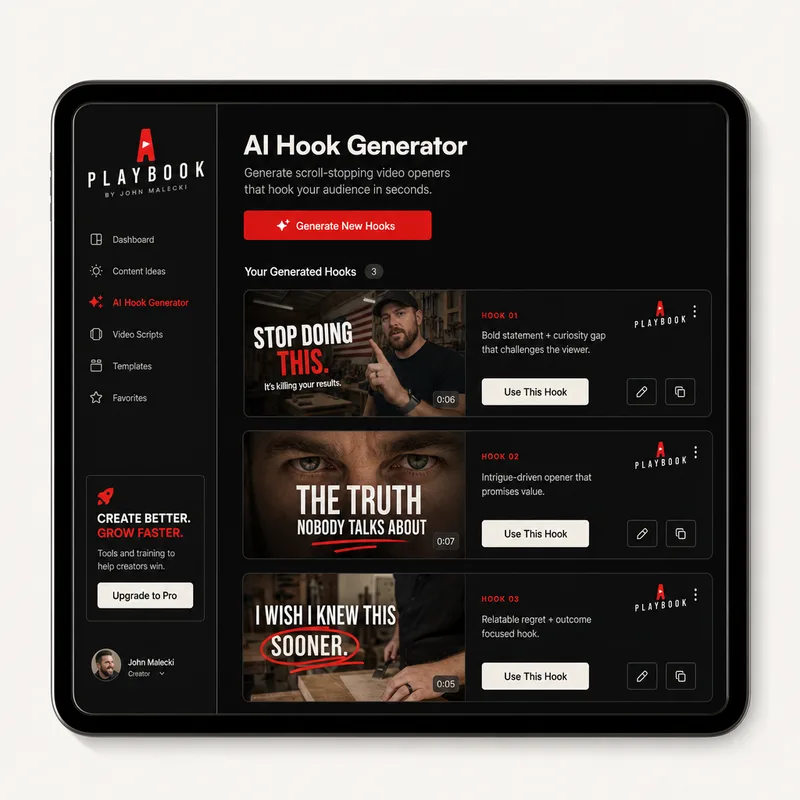 My AI Hook Generator + the internal Video Hook Skill